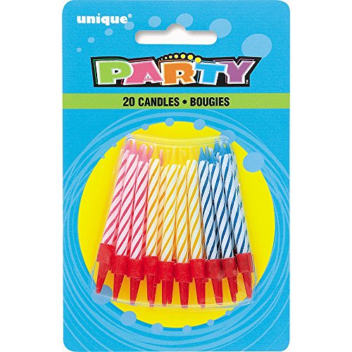 Assorted Spiral Birthday Candles in Holders, 20ct