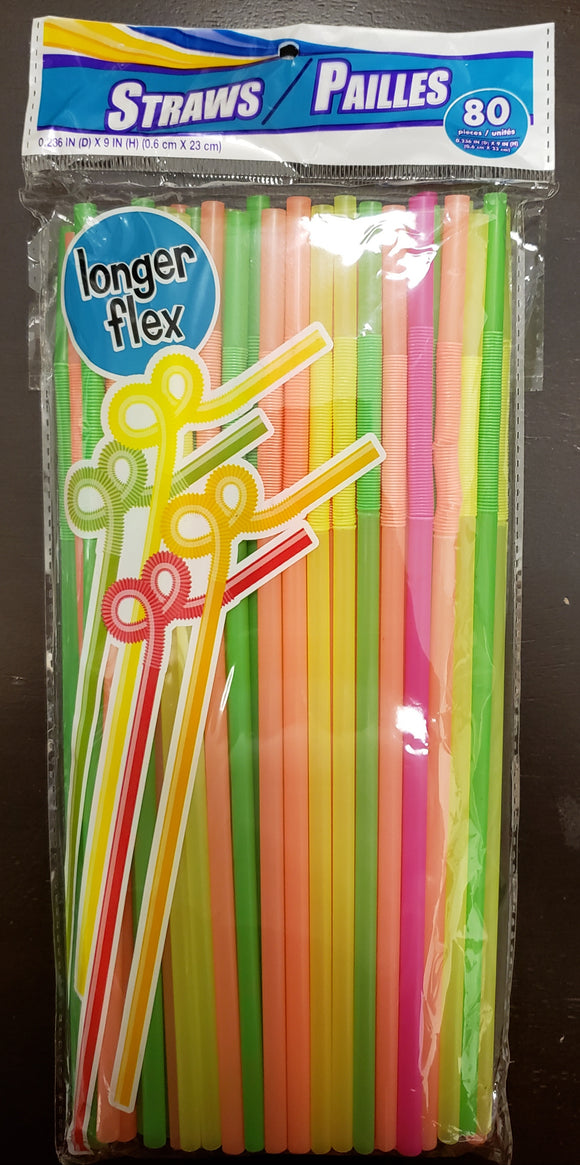 Bendy Straws Assorted Colors 80 pc