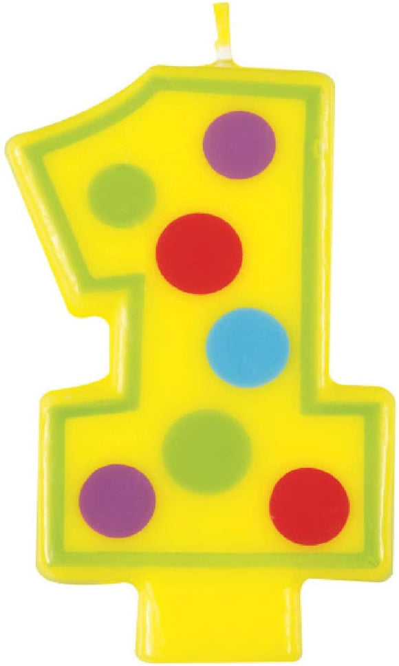 Decorative Polka Dot Number 1 Birthday Candle