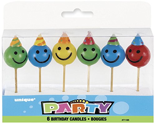 Smiley Face Birthday Candles, 6ct