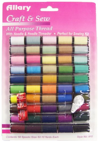 Allary Craft & Sew All Purpose Thread (10 yards each spool) with Needle and Needle Threader Model #410