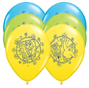 Qualatex Spongebob Squarepants Latex Balloons 11", Multicolored 6 Pack