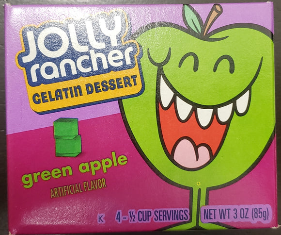 Jolly Rancher Gelatin Dessert Green Apple Mix 3 oz Makes 4 Half Cup Servings