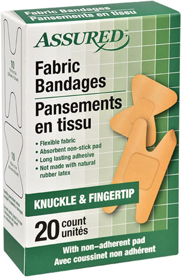 Assured Fabric Bandages Knuckle & Fingertip 20 Count