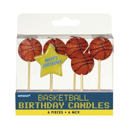Amscan Basketball Dream Birthday Party Cake Topper Candle 6 Pc Set , Multicolor, 3