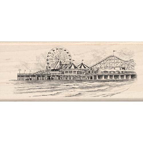 Seaside Amusement Pier Wood Mounted Rubber Stamp