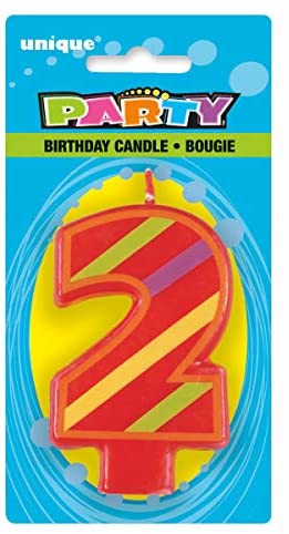 Striped Numeral 2 Birthday Candle
