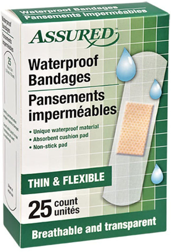 Assured Waterproof Bandages Thin & Flexible 25 Count